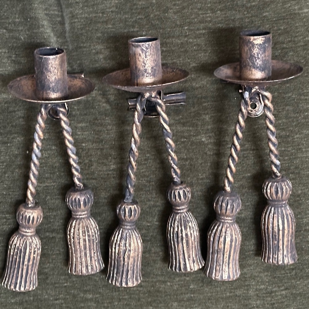 Vtg Hollywood Regency Rope Tassel ChristmasTree Candle Clips set 6 Philippines
